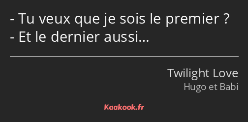 Tu veux que je sois le premier ? Et le dernier aussi…