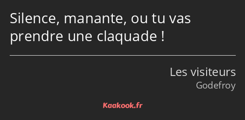 Silence, manante, ou tu vas prendre une claquade !