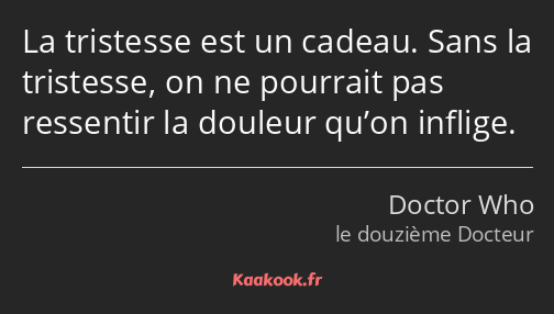 La tristesse est un cadeau. Sans la tristesse, on ne pourrait pas ressentir la douleur qu’on…