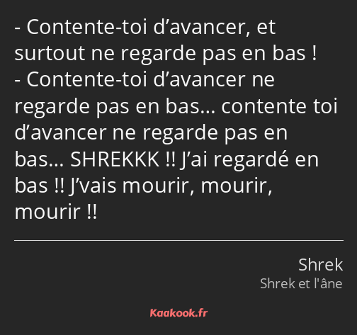 Contente-toi d’avancer, et surtout ne regarde pas en bas ! Contente-toi d’avancer ne regarde pas en…