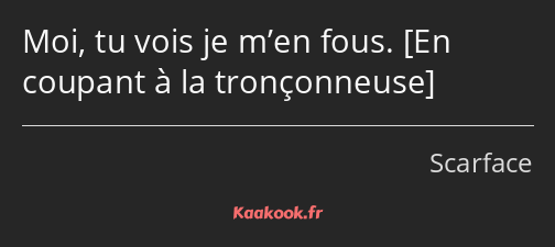 Moi, tu vois je m’en fous. 