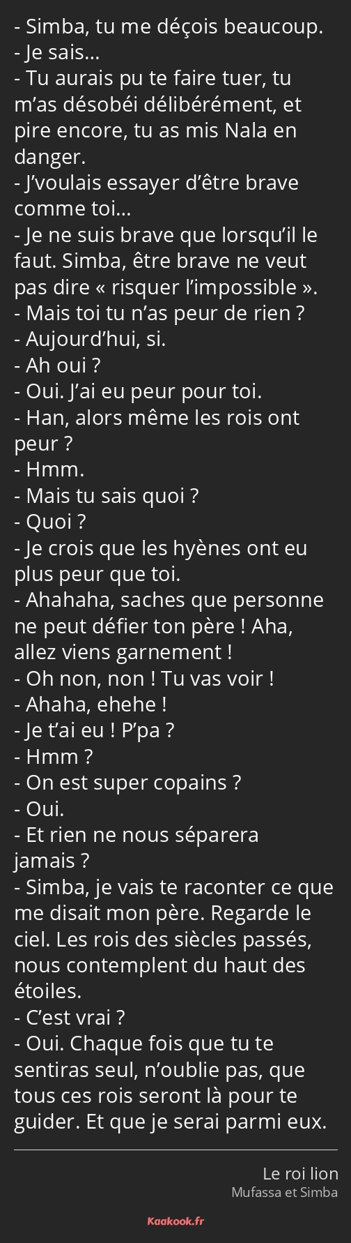 Citation Simba Tu Me Decois Beaucoup Je Sais Tu Kaakook