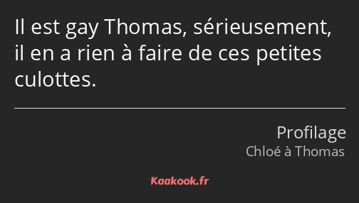 Il est gay Thomas, sérieusement, il en a rien à faire de ces petites culottes.