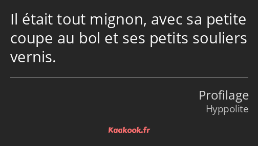 Il était tout mignon, avec sa petite coupe au bol et ses petits souliers vernis.