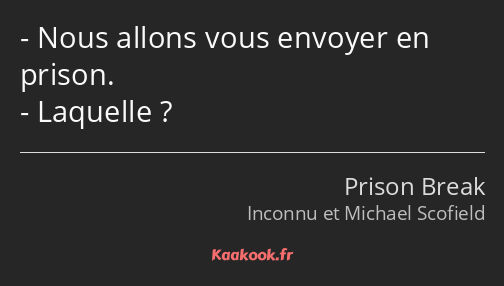 Nous allons vous envoyer en prison. Laquelle ?