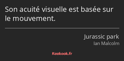 Son acuité visuelle est basée sur le mouvement.