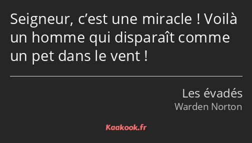 Seigneur, c’est une miracle ! Voilà un homme qui disparaît comme un pet dans le vent !