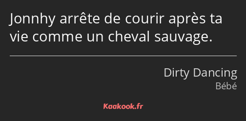 Jonnhy arrête de courir après ta vie comme un cheval sauvage.