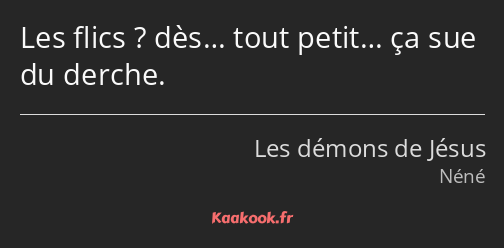 Les flics ? dès… tout petit… ça sue du derche.