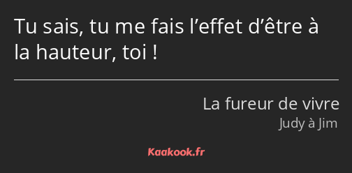 Tu sais, tu me fais l’effet d’être à la hauteur, toi !