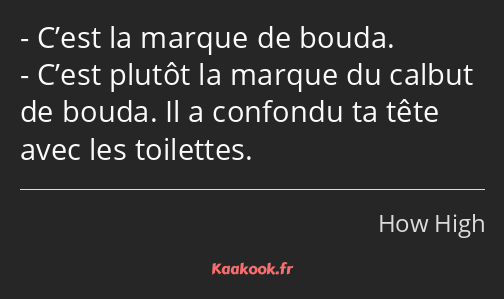 C’est la marque de bouda. C’est plutôt la marque du calbut de bouda. Il a confondu ta tête avec les…