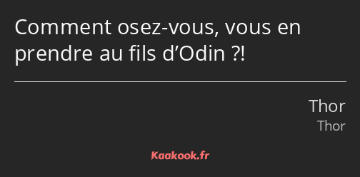 Comment osez-vous, vous en prendre au fils d’Odin ?!