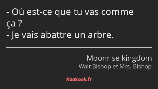 Où est-ce que tu vas comme ça ? Je vais abattre un arbre.