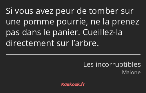 Si vous avez peur de tomber sur une pomme pourrie, ne la prenez pas dans le panier. Cueillez-la…