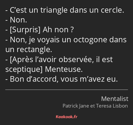 C’est un triangle dans un cercle. Non. Ah non ? Non, je voyais un octogone dans un rectangle…