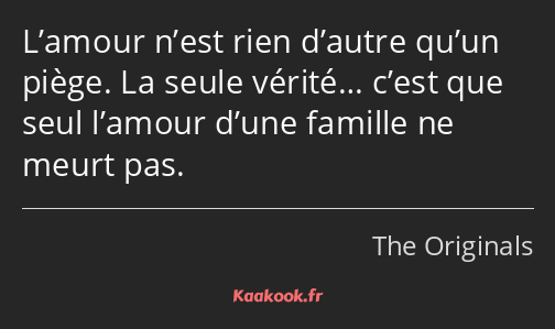 L’amour n’est rien d’autre qu’un piège. La seule vérité… c’est que seul l’amour d’une famille ne…