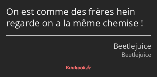 On est comme des frères hein regarde on a la même chemise !