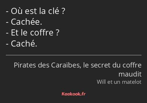 Où est la clé ? Cachée. Et le coffre ? Caché.