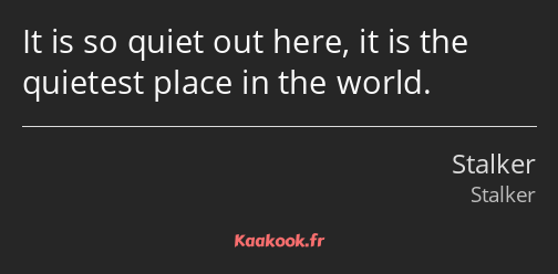 It is so quiet out here, it is the quietest place in the world.