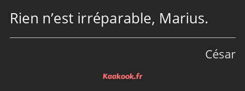 Rien n’est irréparable, Marius.