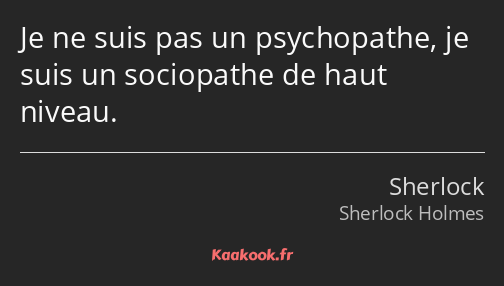 Je ne suis pas un psychopathe, je suis un sociopathe de haut niveau.