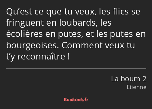 Qu’est ce que tu veux, les flics se fringuent en loubards, les écolières en putes, et les putes en…