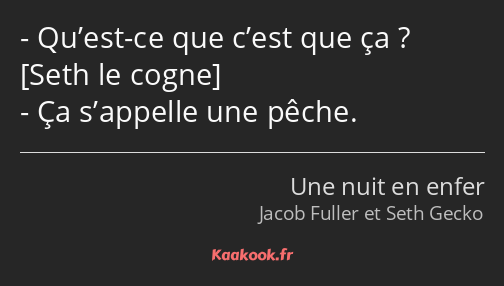 Qu’est-ce que c’est que ça ? Ça s’appelle une pêche.