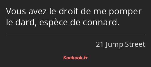 Vous avez le droit de me pomper le dard, espèce de connard.