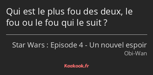 Qui est le plus fou des deux, le fou ou le fou qui le suit ?