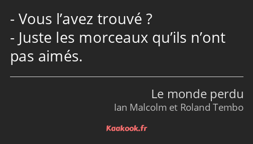 Vous l’avez trouvé ? Juste les morceaux qu’ils n’ont pas aimés.