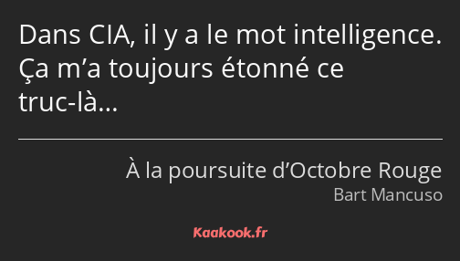 Dans CIA, il y a le mot intelligence. Ça m’a toujours étonné ce truc-là…