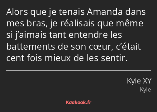 Alors que je tenais Amanda dans mes bras, je réalisais que même si j’aimais tant entendre les…