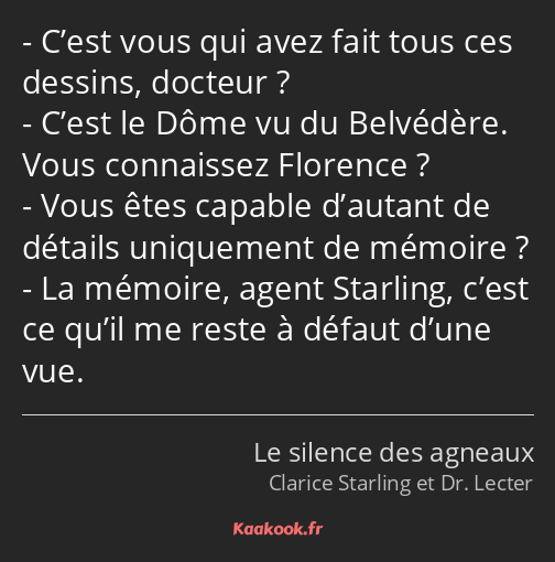 C’est vous qui avez fait tous ces dessins, docteur ? C’est le Dôme vu du Belvédère. Vous connaissez…