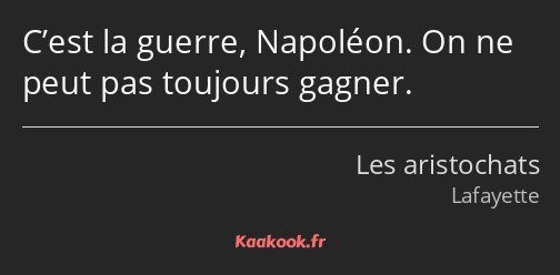 C’est la guerre, Napoléon. On ne peut pas toujours gagner.