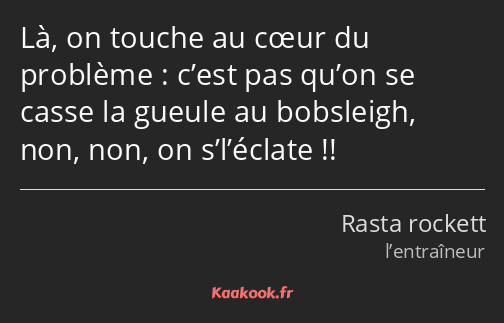 Là, on touche au cœur du problème : c’est pas qu’on se casse la gueule au bobsleigh, non, non, on…