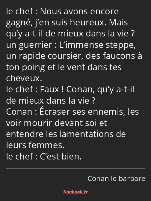 Nous avons encore gagné, j’en suis heureux. Mais qu’y a-t-il de mieux dans la vie ? L’immense…