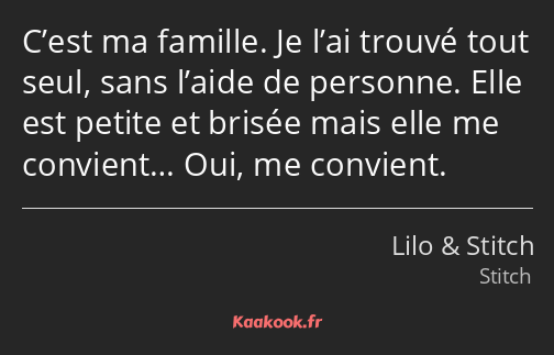 C’est ma famille. Je l’ai trouvé tout seul, sans l’aide de personne. Elle est petite et brisée mais…