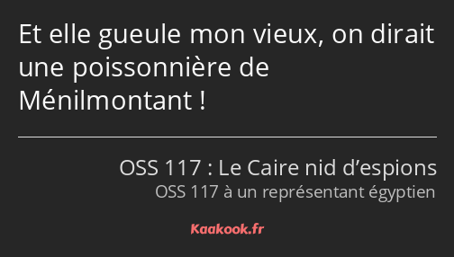 Et elle gueule mon vieux, on dirait une poissonnière de Ménilmontant !