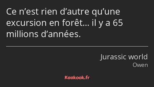 Ce n’est rien d’autre qu’une excursion en forêt… il y a 65 millions d’années.