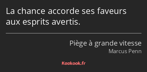 La chance accorde ses faveurs aux esprits avertis.