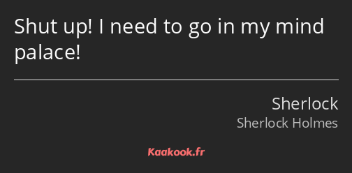 Shut up! I need to go in my mind palace!