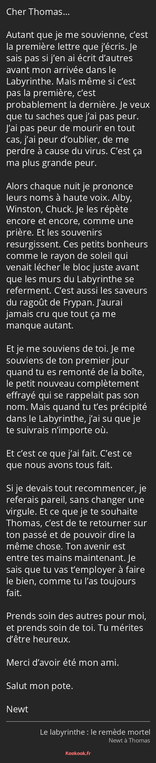 Citation Cher Thomas Autant Que Je Me Souvienne C Est Kaakook
