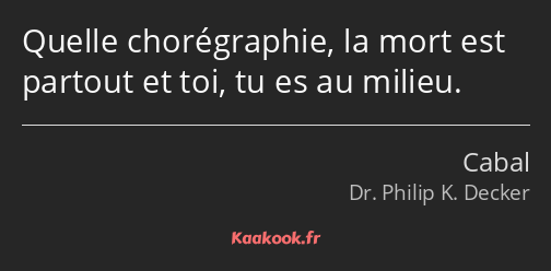 Quelle chorégraphie, la mort est partout et toi, tu es au milieu.