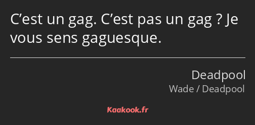 C’est un gag. C’est pas un gag ? Je vous sens gaguesque.