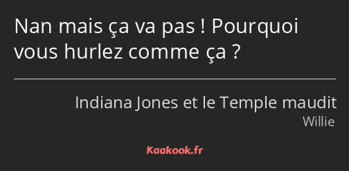 Nan mais ça va pas ! Pourquoi vous hurlez comme ça ?