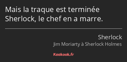 Mais la traque est terminée Sherlock, le chef en a marre.