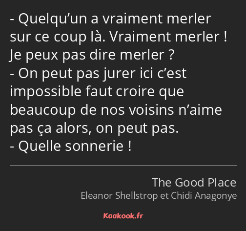 Quelqu’un a vraiment merler sur ce coup là. Vraiment merler ! Je peux pas dire merler ? On peut pas…