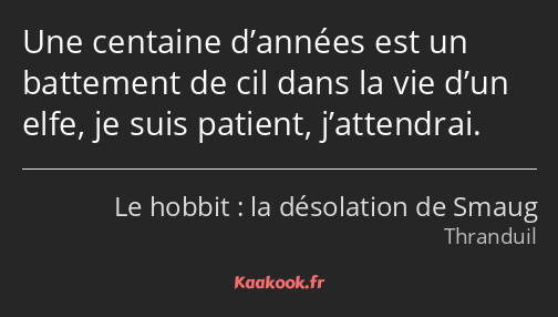 Une centaine d’années est un battement de cil dans la vie d’un elfe, je suis patient, j’attendrai.