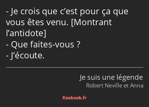 Je crois que c’est pour ça que vous êtes venu. Que faites-vous ? J’écoute.