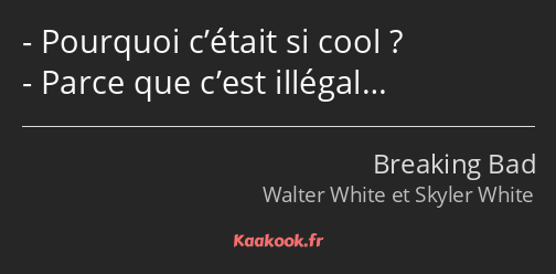 Pourquoi c’était si cool ? Parce que c’est illégal…